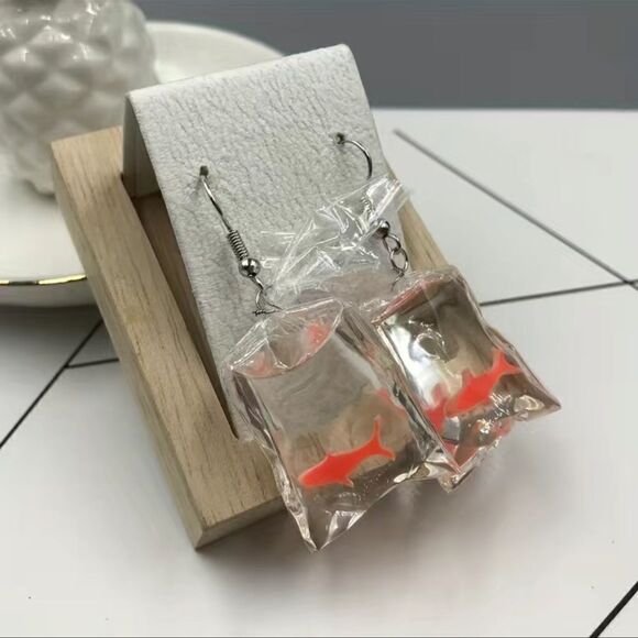 NEW! Resin Candy Goldfish Earrings Unique Artsy - Picture 1 of 5